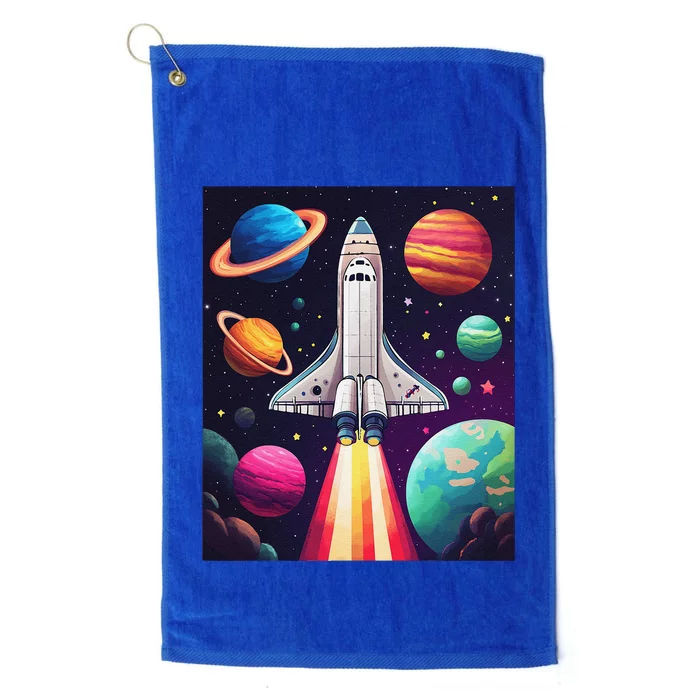 Vibrant Space Shuttle Rocket Launch Platinum Collection Golf Towel