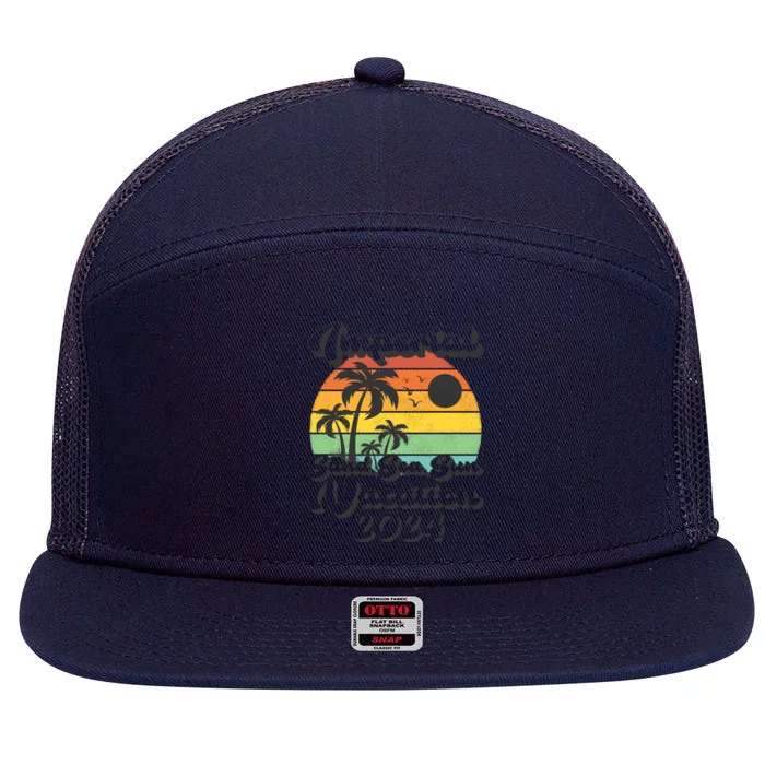 Vintage Sand Sea Sun Vacation 2024 California Imperial Beach Gift 7 Panel Mesh Trucker Snapback Hat