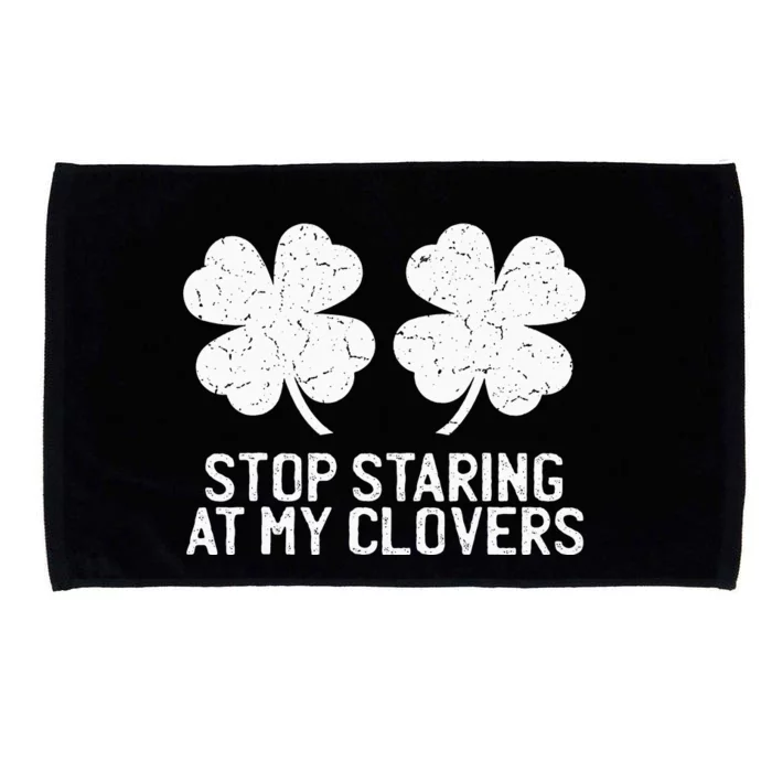 vintage stop staring at my clover shamrocks Microfiber Hand Towel