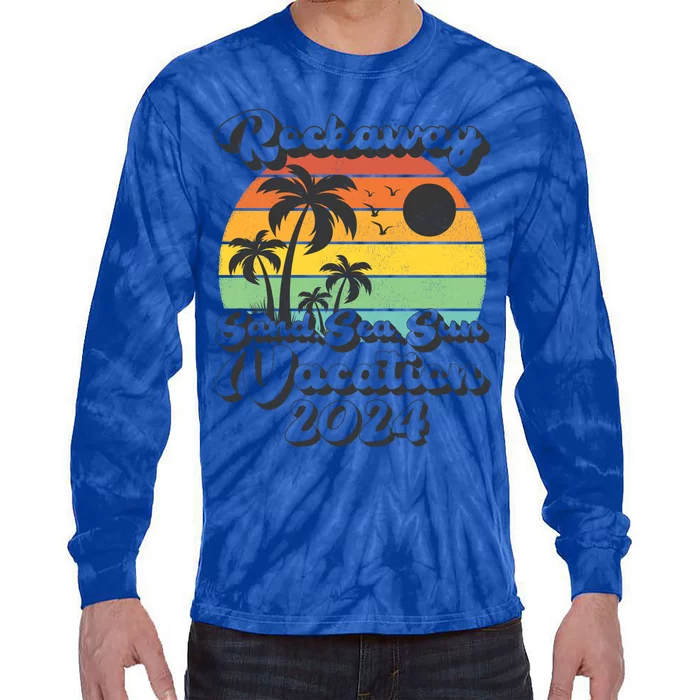 Vintage Sand Sea Sun Vacation 2024 New York Rockaway Beach Cool Gift Tie-Dye Long Sleeve Shirt