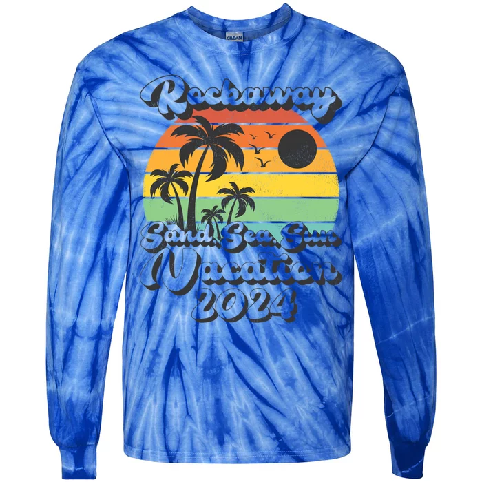 Vintage Sand Sea Sun Vacation 2024 New York Rockaway Beach Cool Gift Tie-Dye Long Sleeve Shirt