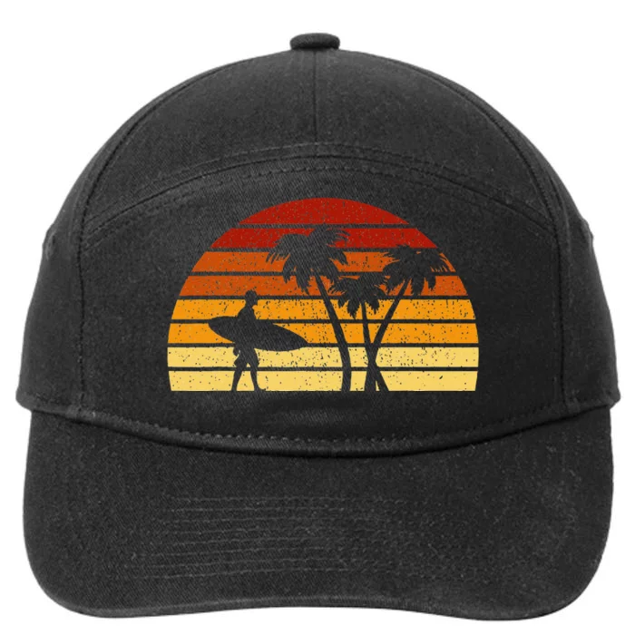 Vintage Sunset Surfing Gift For Surfers 7-Panel Snapback Hat