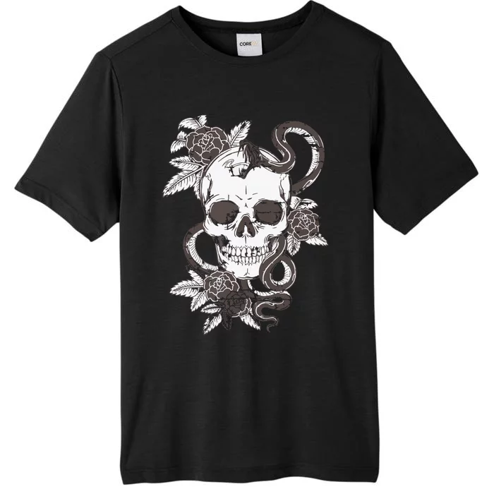 Vintage Skull Snake Rose Art Old School Tattoo Tee ChromaSoft Performance T-Shirt