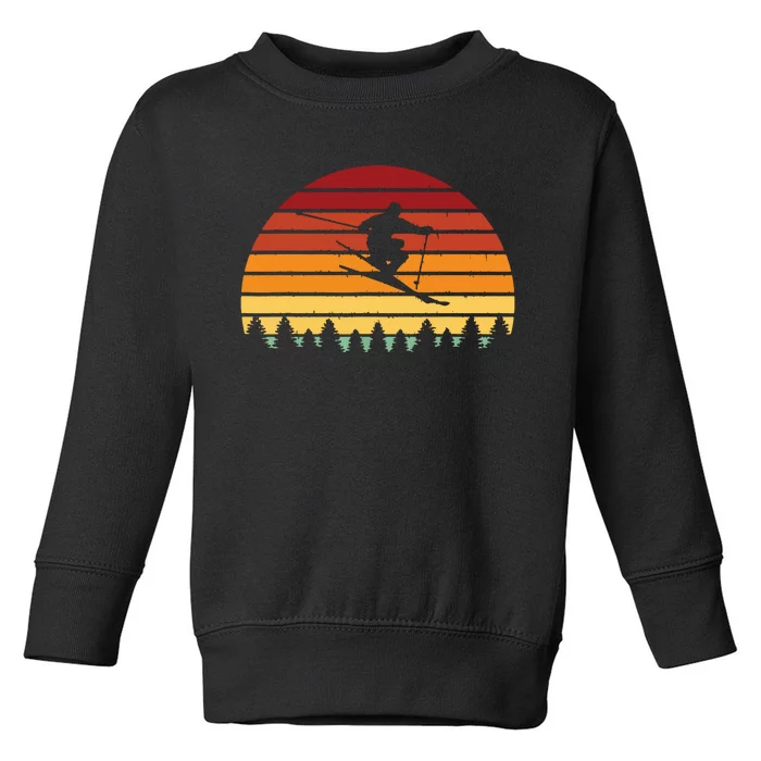 Vintage Sunset Skiing Gift For Skiers Toddler Sweatshirt