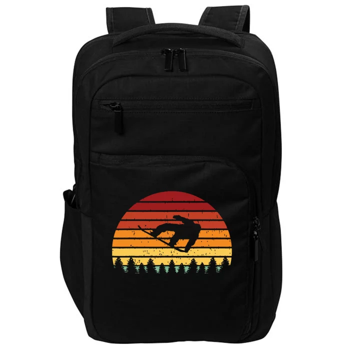 Vintage Sunset Snowboarding Gift For Snowboarders Impact Tech Backpack