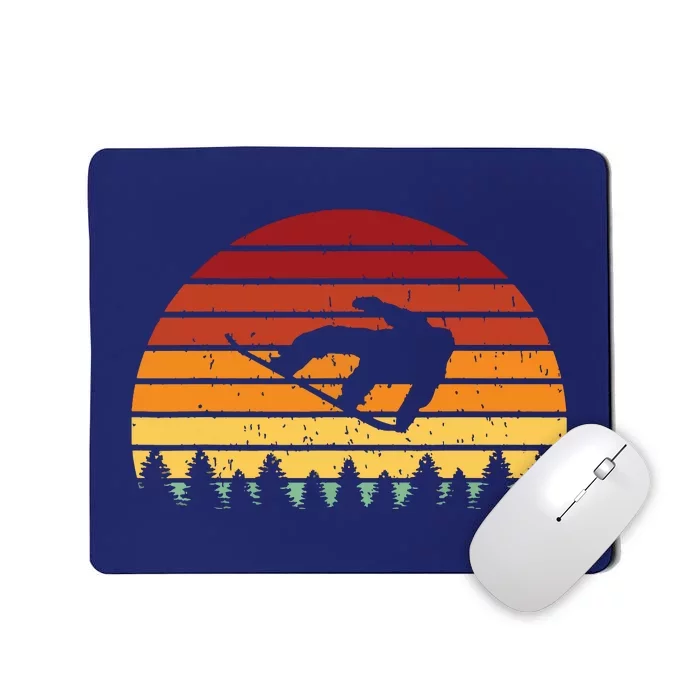 Vintage Sunset Snowboarding Gift For Snowboarders Mousepad