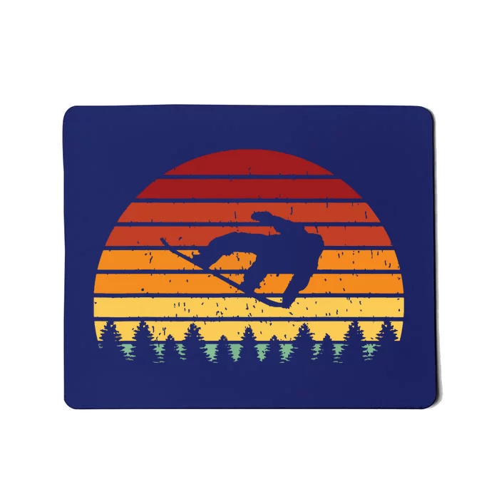 Vintage Sunset Snowboarding Gift For Snowboarders Mousepad