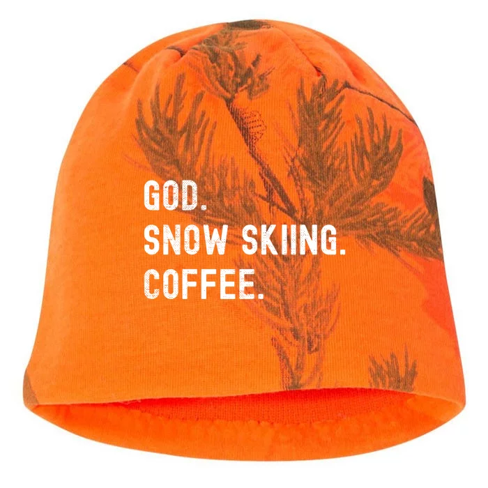 Vintages Snow Skiing And Coffee Distressed Gift Kati - Camo Knit Beanie