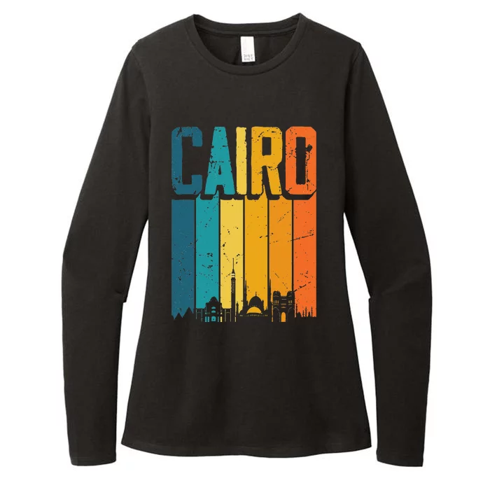 Vintage Sunset Skyline Cairo Egypt Womens CVC Long Sleeve Shirt