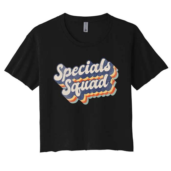 Vintage Specials Squad Art Music PE Tech Gym Teacher Team Women's Crop Top Tee