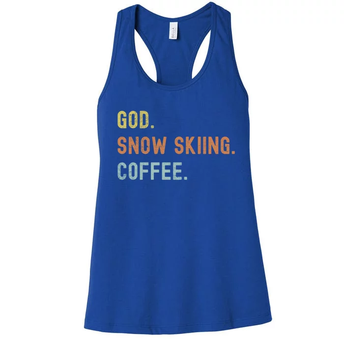 Vintages Snow Skiing And Coffee Distressed Gift Women's Racerback Tank