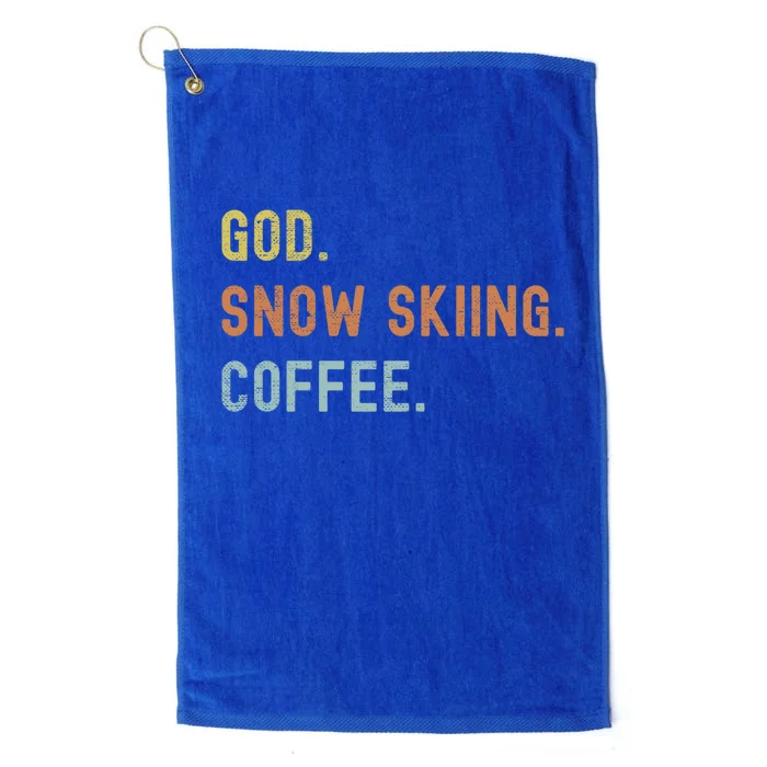 Vintages Snow Skiing And Coffee Distressed Gift Platinum Collection Golf Towel