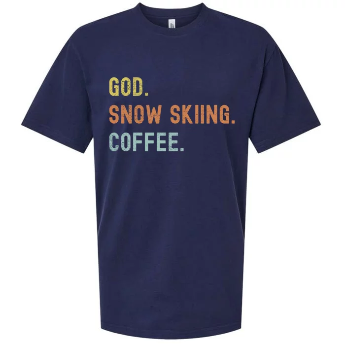 Vintages Snow Skiing And Coffee Distressed Gift Sueded Cloud Jersey T-Shirt