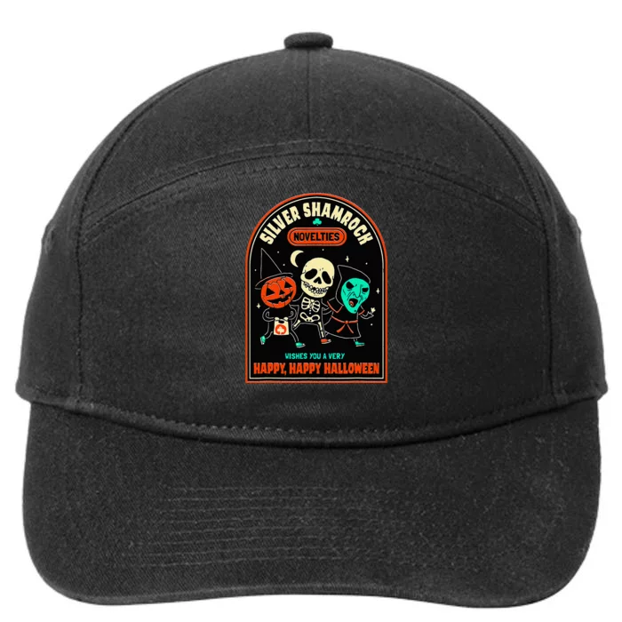 Vintage Silver Shamrock Novelties Happy Happy Halloween 7-Panel Snapback Hat