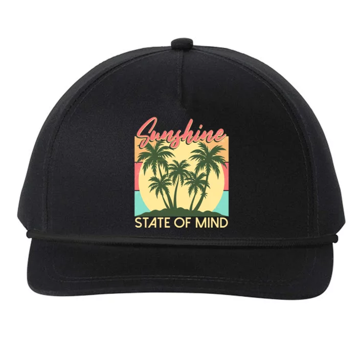 Vintage Sunshine State Of Mind Tropical Palm Trees Vacation Time Snapback Five-Panel Rope Hat