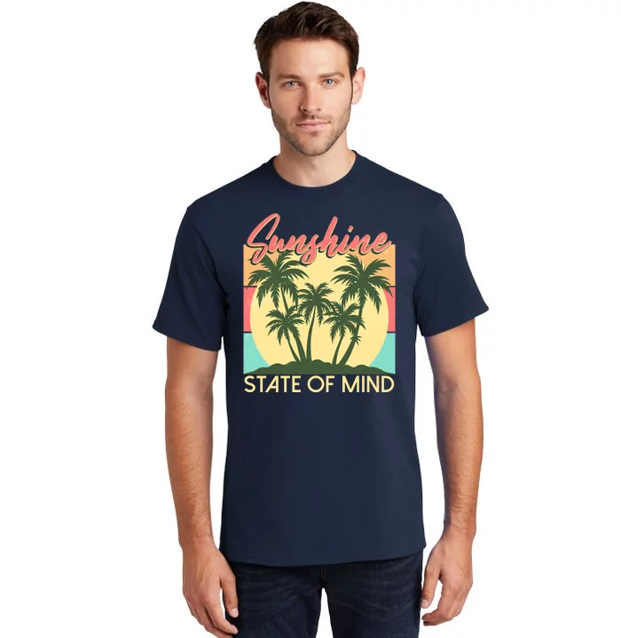 Vintage Sunshine State Of Mind Tropical Palm Trees Vacation Time Tall T-Shirt