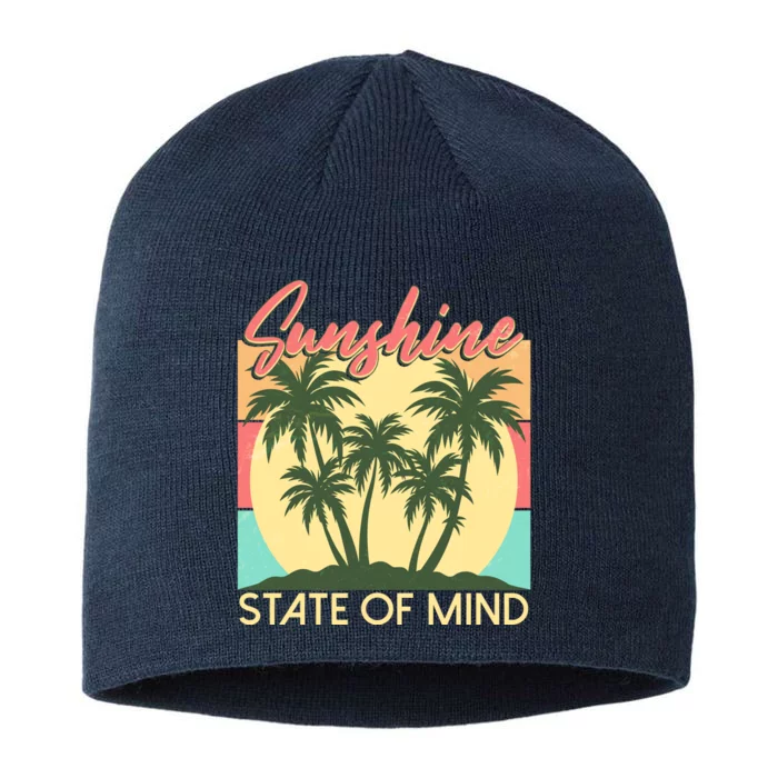 Vintage Sunshine State Of Mind Tropical Palm Trees Vacation Time 8 1/2in Sustainable Knit Beanie