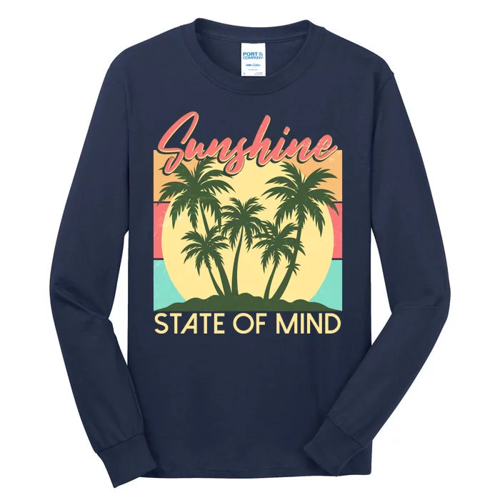 Vintage Sunshine State Of Mind Tropical Palm Trees Vacation Time Tall Long Sleeve T-Shirt