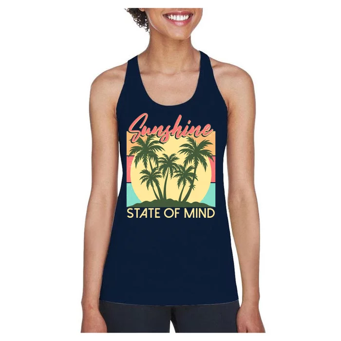 Vintage Sunshine State Of Mind Tropical Palm Trees Vacation Time Women's Racerback Tank