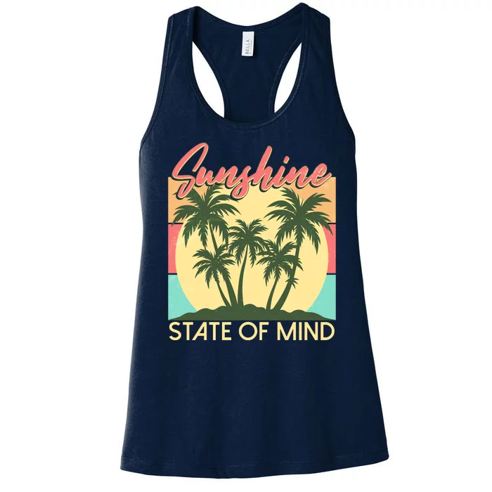 Vintage Sunshine State Of Mind Tropical Palm Trees Vacation Time Women's Racerback Tank