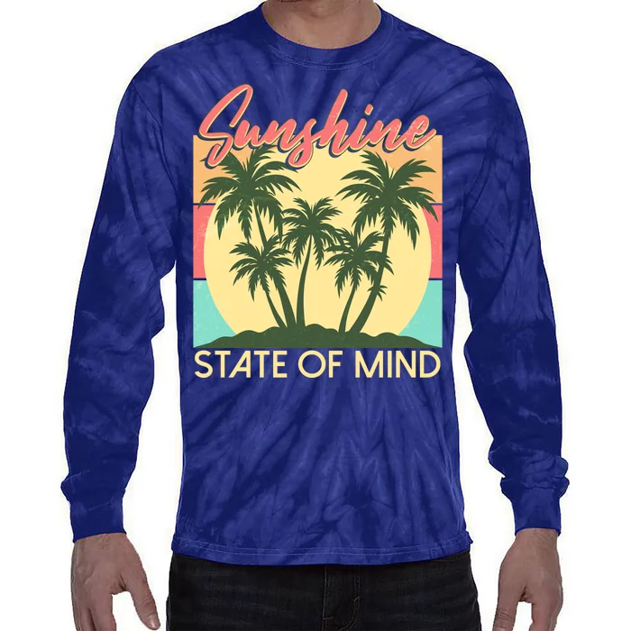 Vintage Sunshine State Of Mind Tropical Palm Trees Vacation Time Tie-Dye Long Sleeve Shirt