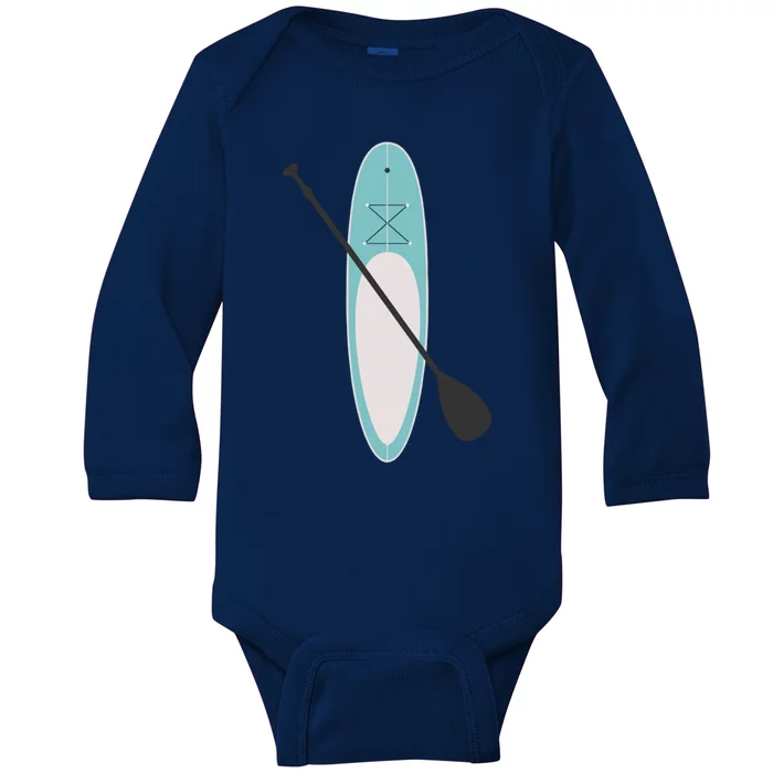 Vintage Summer Stand Up Paddle Board Sup Cute Gift Baby Long Sleeve Bodysuit