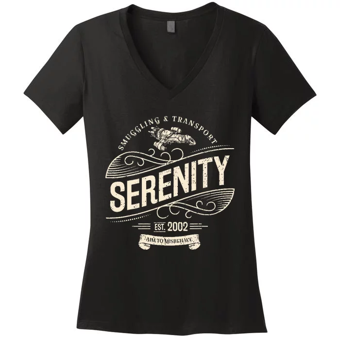 Vintage Serenity Smuggling And Transport Firefly Women's V-Neck T-Shirt