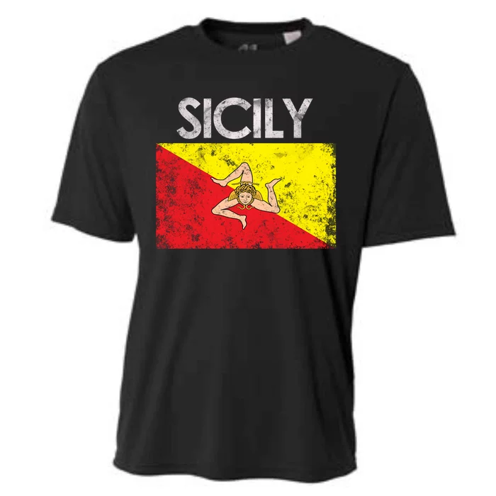 Vintage Sicily Sicilian Flag Pride Gift Cute Gift Cooling Performance Crew T-Shirt