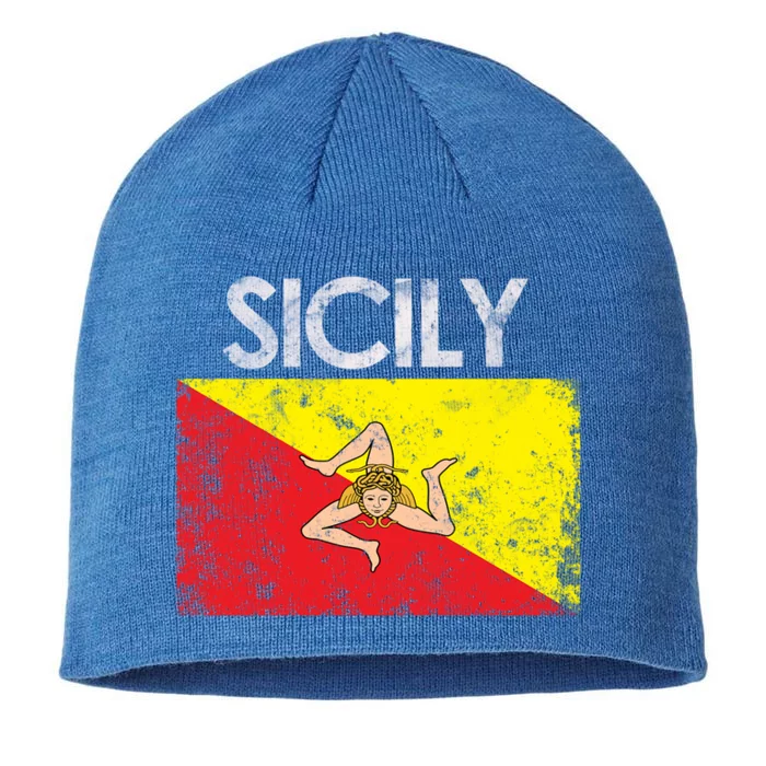 Vintage Sicily Sicilian Flag Pride Gift Cute Gift 8 1/2in Sustainable Knit Beanie