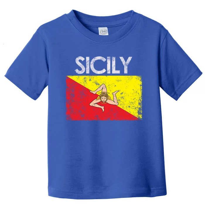 Vintage Sicily Sicilian Flag Pride Gift Cute Gift Toddler T-Shirt