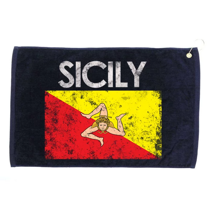 Vintage Sicily Sicilian Flag Pride Gift Cute Gift Grommeted Golf Towel