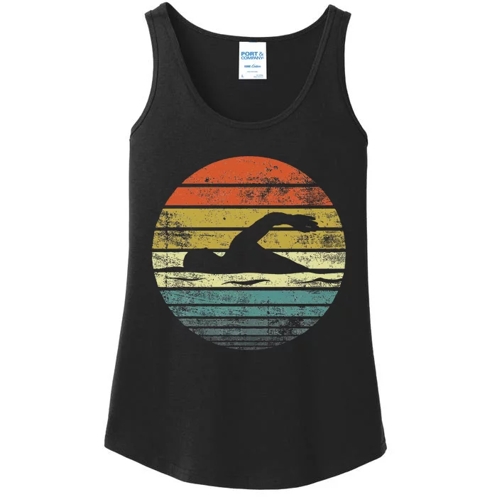 Vintage Sunset Swim Coach Swimming Ladies Essential Tank