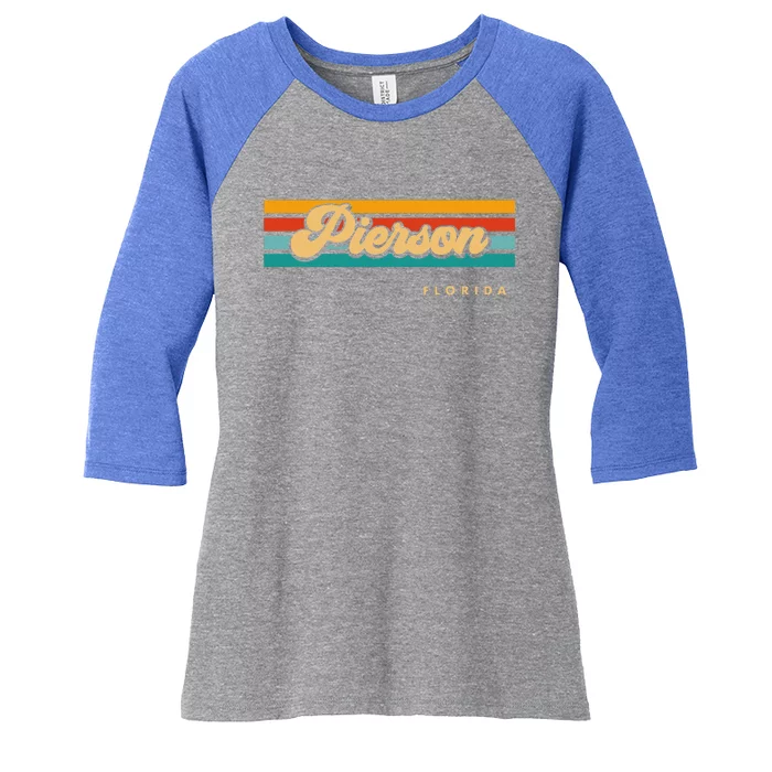 Vintage Sunset Stripes Pierson Florida Women's Tri-Blend 3/4-Sleeve Raglan Shirt