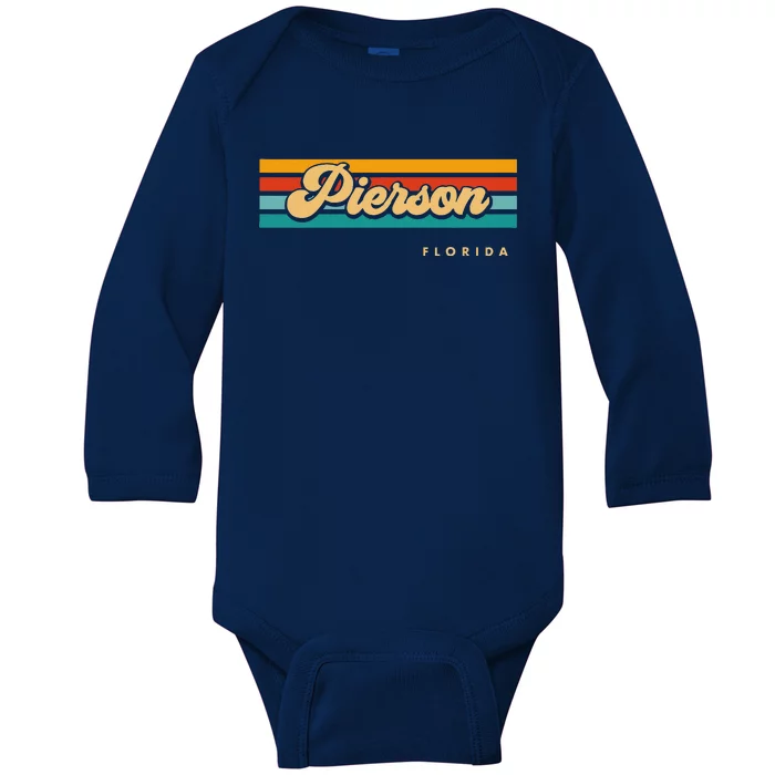 Vintage Sunset Stripes Pierson Florida Baby Long Sleeve Bodysuit