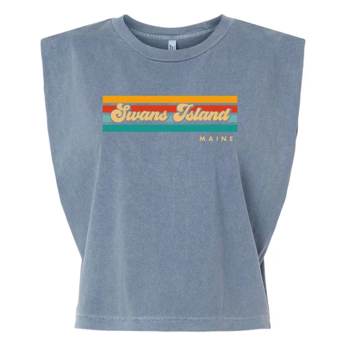 Vintage Sunset Stripes Swans Island Maine Garment-Dyed Women's Muscle Tee