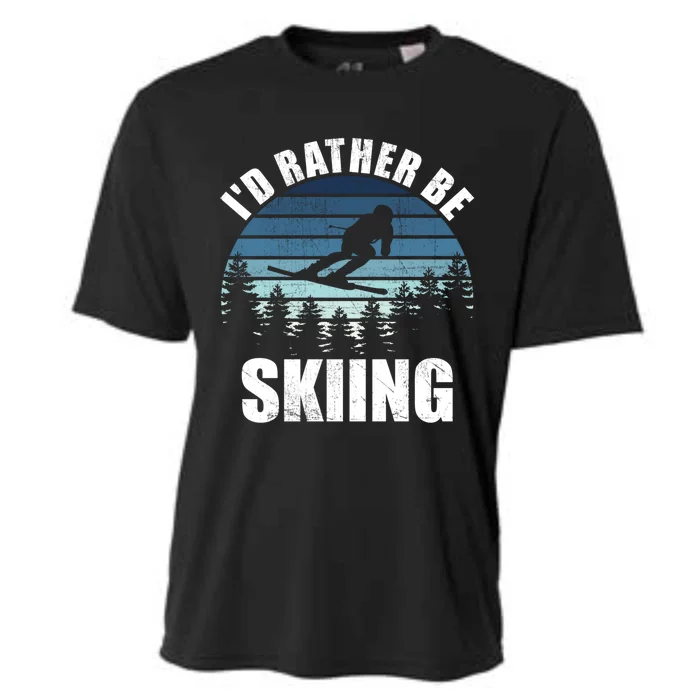 Vintage Skiing Sunset Id Rather Be Skiing Meaningful Gift Cooling Performance Crew T-Shirt