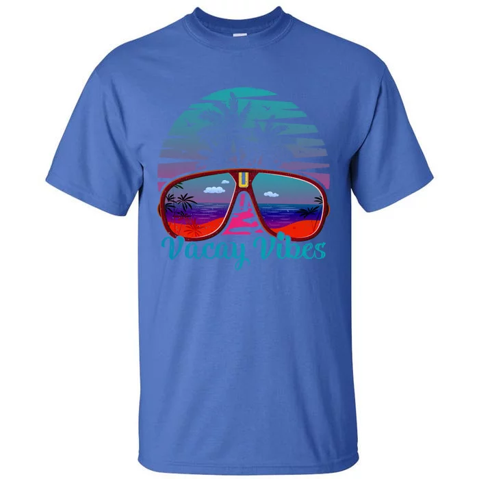 Vintage Sunset Summer Sunglasses Beach Vacation Vacay Vibes Gift Tall T-Shirt