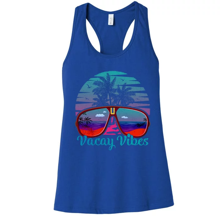 Vintage Sunset Summer Sunglasses Beach Vacation Vacay Vibes Gift Women's Racerback Tank