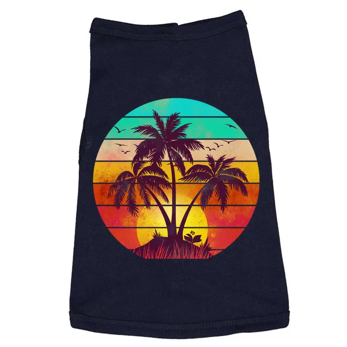 Vintage Sunset Sunrise Palm Tree Island Doggie Tank