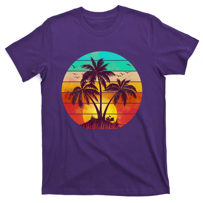 Vintage Sunset Sunrise Palm Tree Island T-Shirt