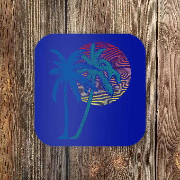 Vintage Sunset Sunrise Palms Vacay Summer Vacation Vibes Tee Funny Gift Coaster