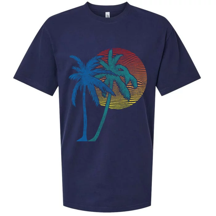 Vintage Sunset Sunrise Palms Vacay Summer Vacation Vibes Tee Funny Gift Sueded Cloud Jersey T-Shirt