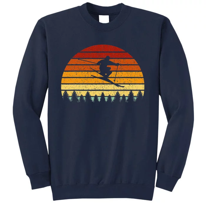 Vintage Sunset Skiing Gift For Skiers Tall Sweatshirt