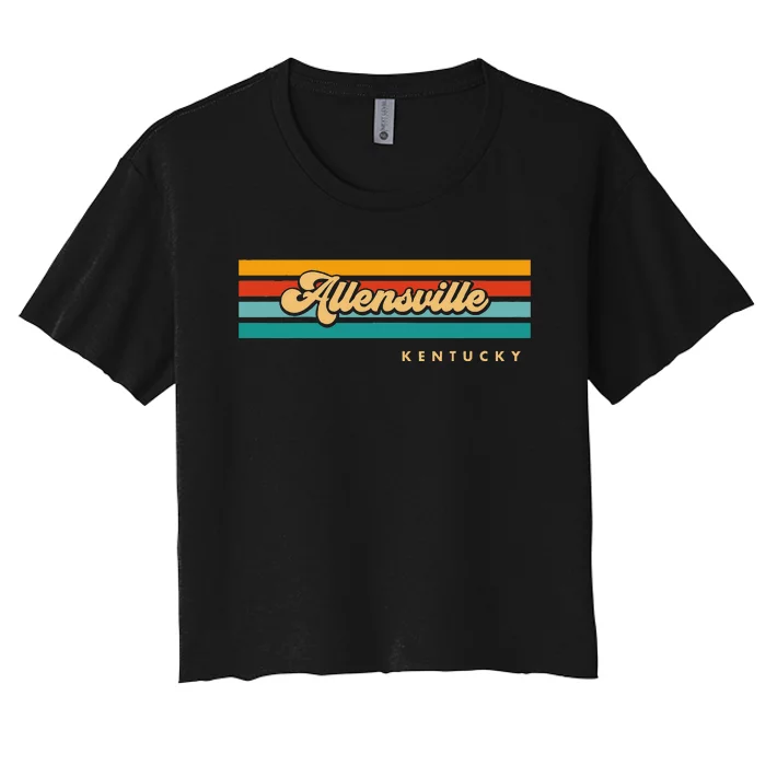 Vintage Sunset Stripes Allensville Kentucky Women's Crop Top Tee