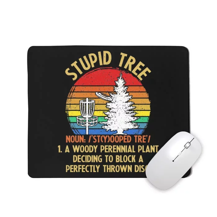 Vintage Sunset Stupid Tree Disc Golf Funny Mousepad