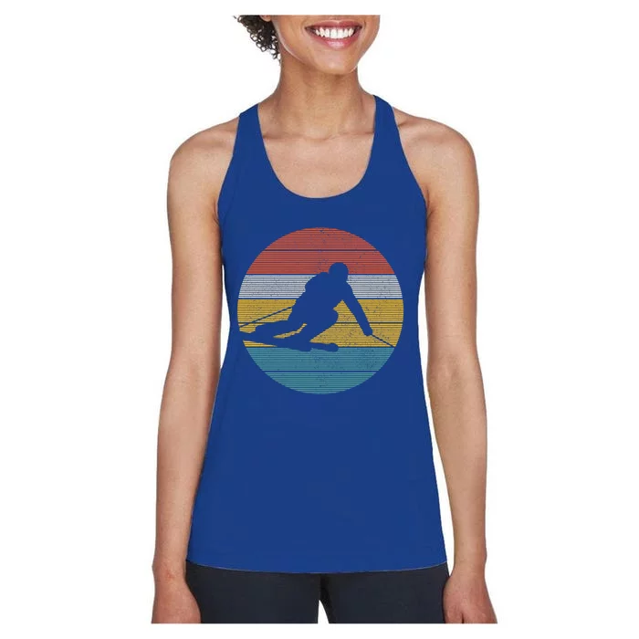 Vintage Ski Skiing Winter Sports Racing Skier Gift Cool Gift Women's Racerback Tank