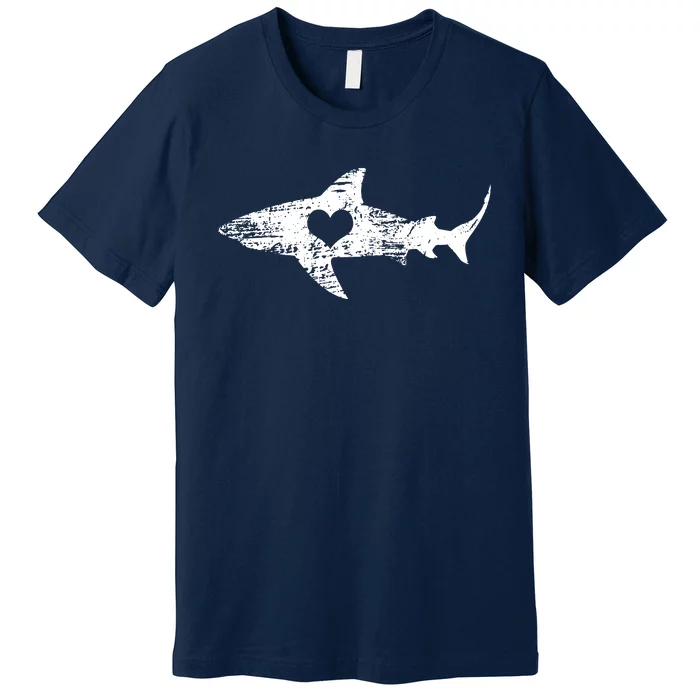 Vintage Shark Silhouette Hammerhead Shark Tiger Shark Heart Premium T-Shirt