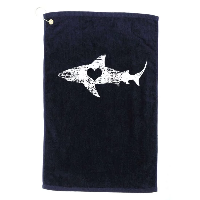 Vintage Shark Silhouette Hammerhead Shark Tiger Shark Heart Platinum Collection Golf Towel