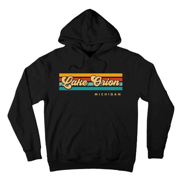 Vintage Sunset Stripes Lake Orion Michigan Tall Hoodie