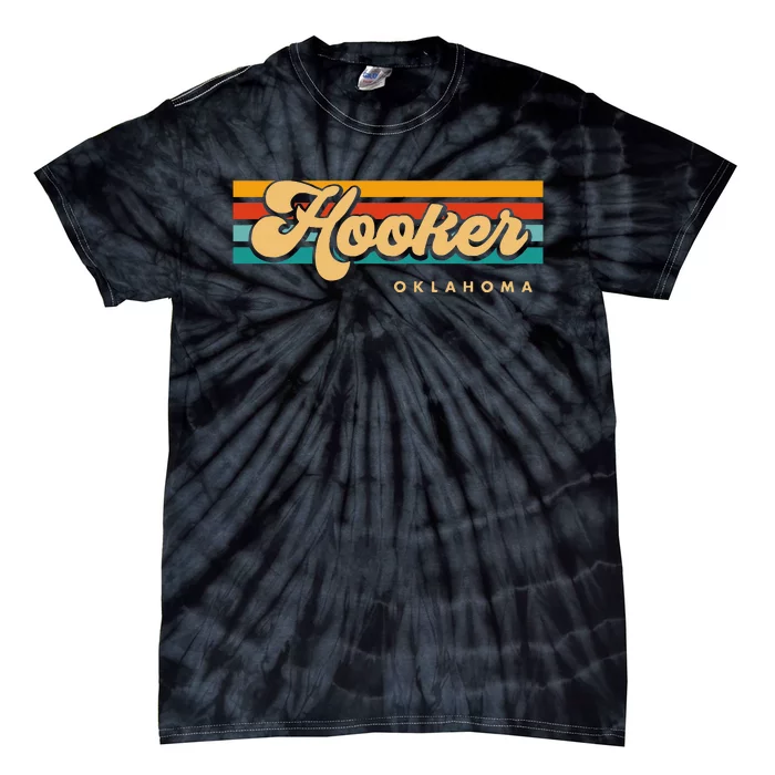 Vintage Sunset Stripes Hooker Oklahoma Tie-Dye T-Shirt